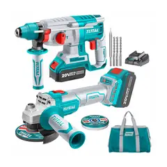 TOTAL TOOLS - COMBO 20V TOTAL ROTOMARTILLO BRUSHLESS AMOLADORA BRUSHLESS 4AH
