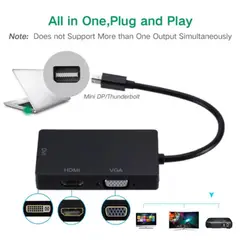 GENERICO - Convertidor 3 en 1 Thunderbolt Mini Displayport A Hdmi Vga Dvi Blanco