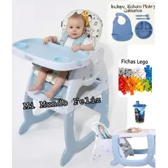 BABY HAPPY - Silla de Comer para Bebe Carpeta Cat Celeste