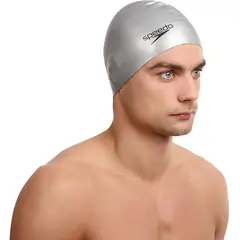SPEEDO - Gorro para Natación Plain Flat Silicona Adulto Gris