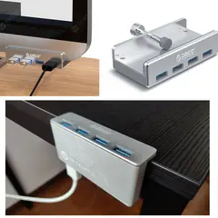 ORICO - Cable adaptador hub 2 in 1 + clip 4 usb 3.0 5gbs alta velocidad