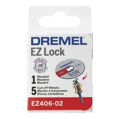 DREMEL - Kit de Discos de Corte EZ-LOCK x 5 Unid + Mandril EZ406