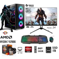 AMD - COMPUTADORA PC RYZEN 7 5700G +RAM 16GB +DISCO SSD 1TB +MONITOR 24 FHD
