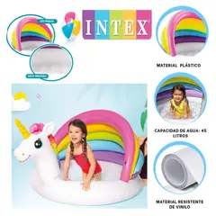 INTEX - Piscina Infantil con parasol unicornio 127x102x69 cm