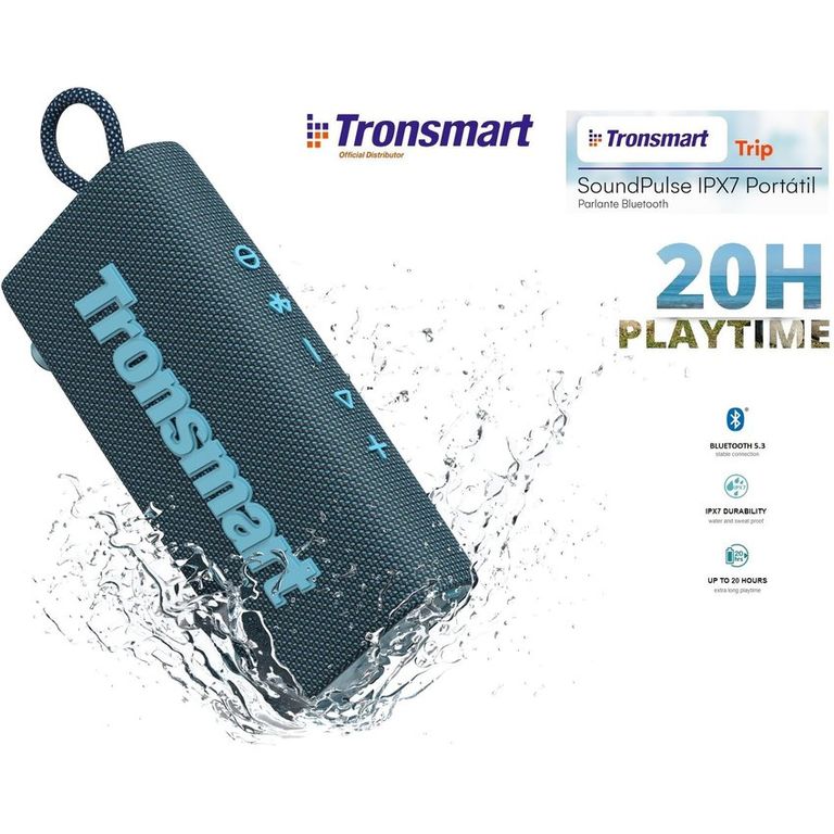 Parlante Bluetooth Tronsmart Trip - Azul IPX7- 20hrs musica