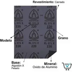 KLINGSPOR - Pack x 5 : Lija de Fierro Klingspor KL371 Grano 220 - Gris