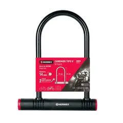 HERMEX - Cadena Rígido Tipo U Seguridad Para Bicicleta 14mm