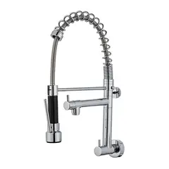 GENERICO - GRIFERÍA PARA COCINA RESORTE A LA PARED EN BRONCE CROMADO F1005