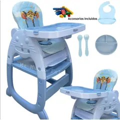 BABY HAPPY - Silla de Comer para Bebe Multifuncional con Plato y Babero