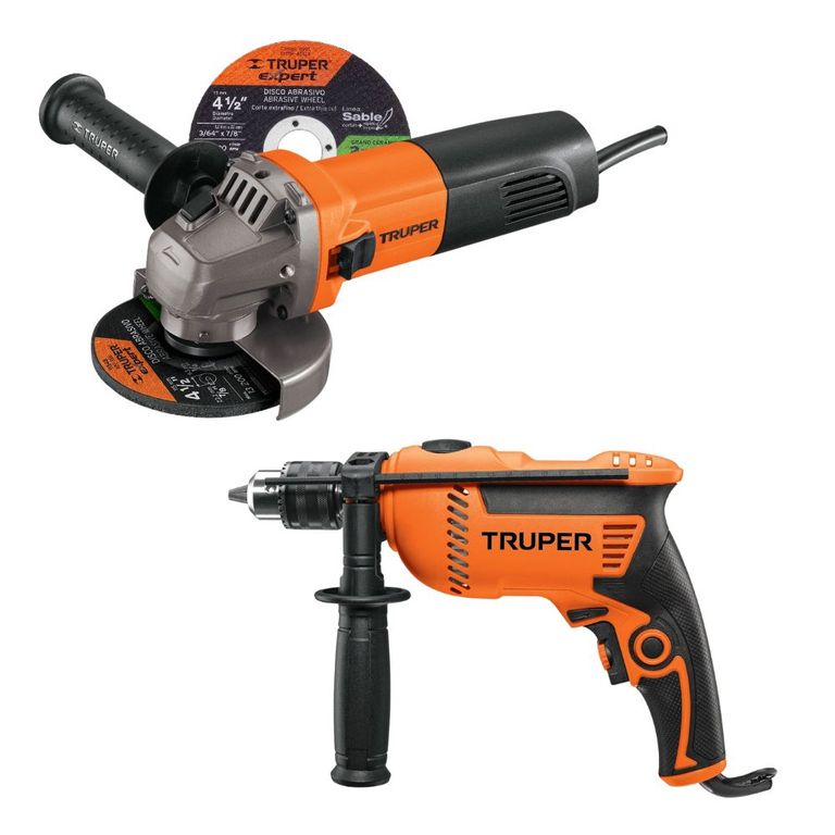 Combo Taladro percutor 1/2" 600w + amoladora esmeril 4 1/2" 