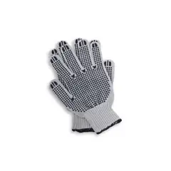 GENERICO - Guante de Hilo Con Puntos PVC Ambidiestros C&A  -  Blanco