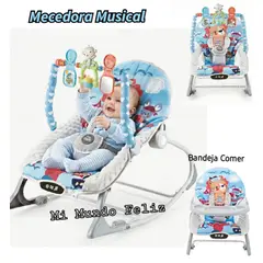 BABY CAM - Mecedora de Bebe Multifuncion Musical Bluetooth Celeste