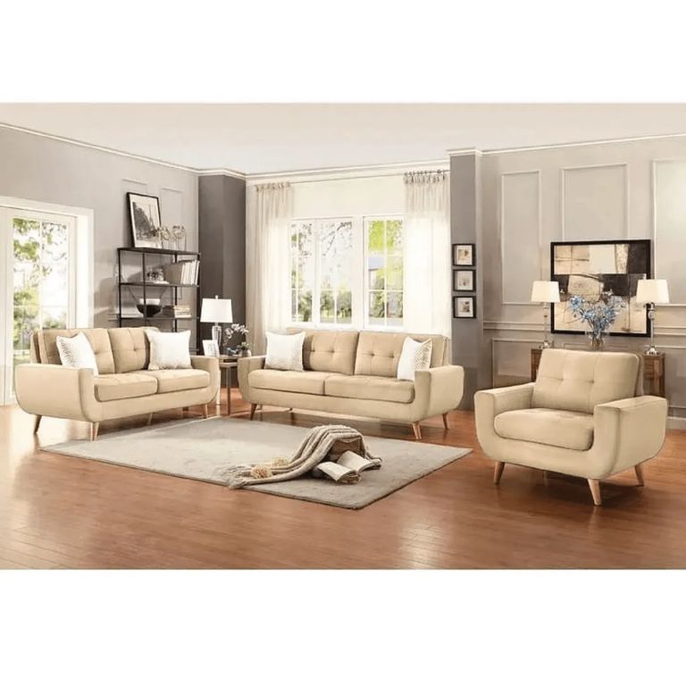 Juego de Sala Vintage Mango 3-2-1 Cuerpos Beige