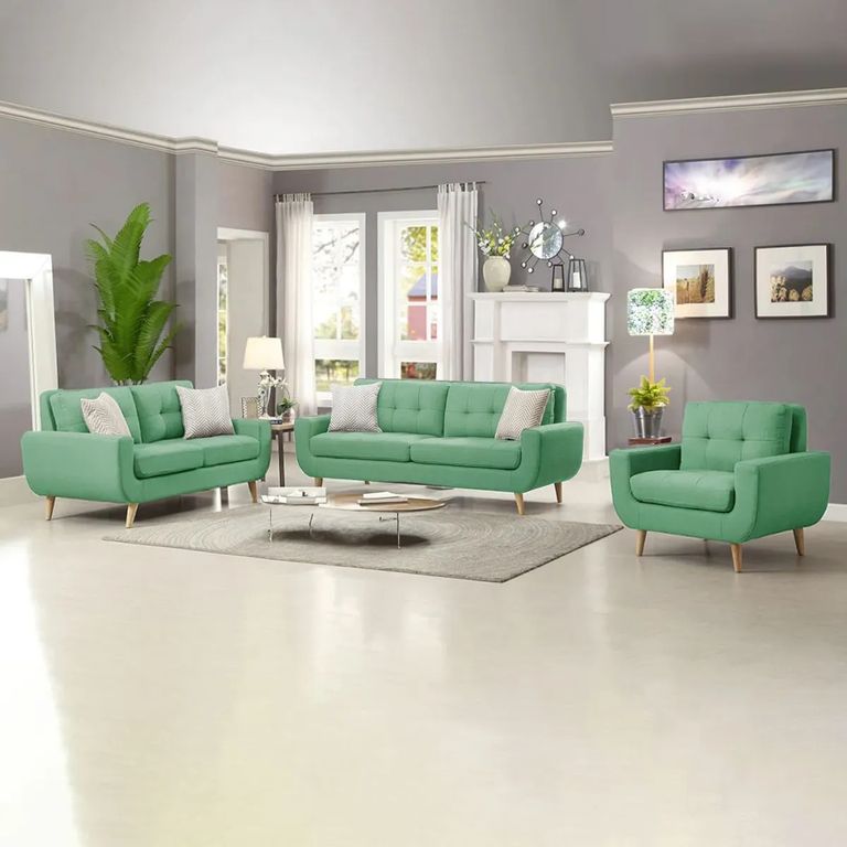 Juego de Sala Vintage Mango 3-2-1 Cuerpos Verde jade