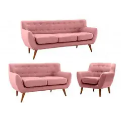 FABIANI HOME - Juego De Sala Nazli 3-2-1 Cuerpos Palo Rosa