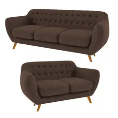 FABIANI HOME - Juego de Sala Vintage 3-2 Cuerpos Marrón