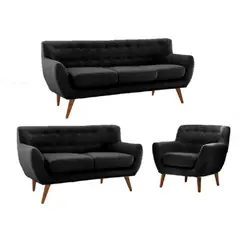 FABIANI HOME - Juego De Sala Nazli 3-2-1 Cuerpos Negro