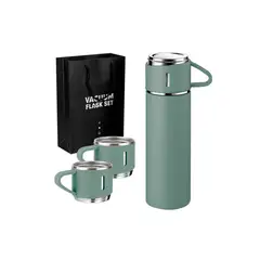LH ELECTRONIC - Set de 3 Piezas Termo 500ml C/ Tazas de Acero V