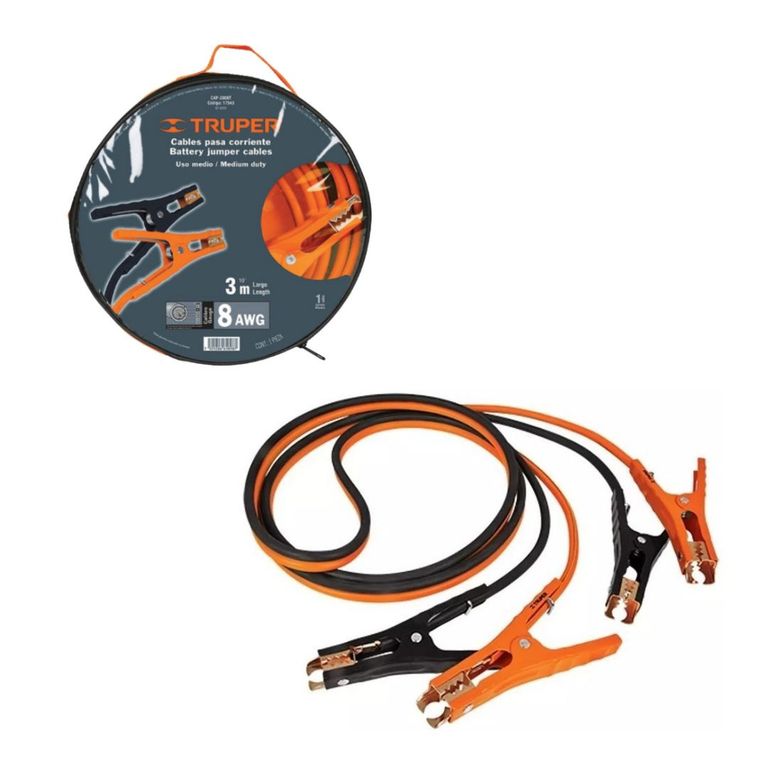 Cable Pasa Corriente Para Bateria Auto Truper 3 Mts