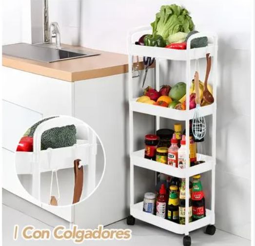Estante Carrito para Almacenamiento 4 Niveles Multiusos
