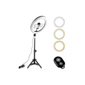 GENERICO - Aro Luz Led Anillo 30 Cm + Tripode 2.1 METROS + Bluetooth