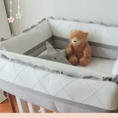 GENERICO - Protectores Laterales Parachoques cuna diseño Tricolor gris