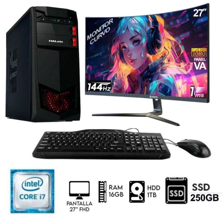 Computadora PC Intel Core i7 3.2ghz Ram 16GB +Disco1TB +SSD 250GB Monitor 27 FHD