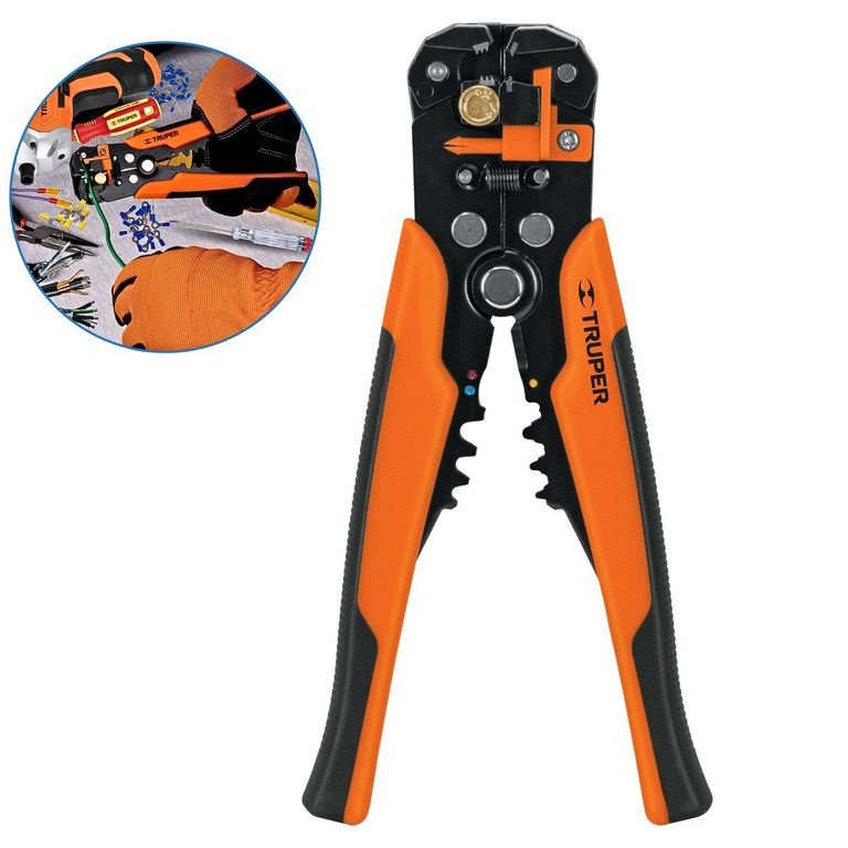 Alicate Pelacable automático ponchador profesional, 8 pulgadas truper