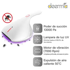 DEERMA - Aspiradora Anti-Ácaros CM800 - 13000Pa Luz UV Filtro Hepa