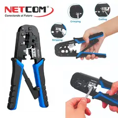 NETCOM - 3 en 1 Crimpeador ponchadora rj45 cable de red pelador