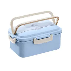 S/M - Lonchera de Alimentos 3 Divisiones + Cubiertos 1000 ML - CELESTE