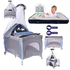 EBABY - Cuna Corral Noa Colchon AZUL