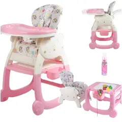 EBABY - Silla de Comer para Bebe 3 en 1 Rosa 2025