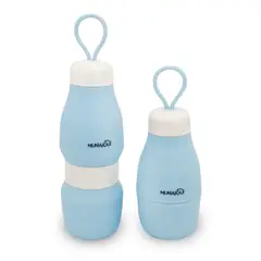 MUNAIQUI - Botella deportiva plegable de silicona marca color celeste