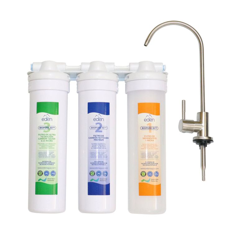 Filtro Purificador de agua bajo lavadero 3 Etapas Edén EcoMAX