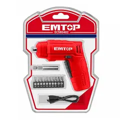 EMTOP - Destornillador Inalámbrico ECSR0402 de Iones de Litio 4 Voltios