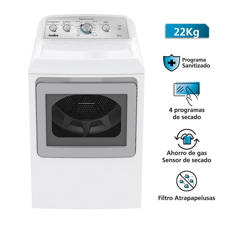 Secadora A Gas 22kg Blanco Mabe SMG47N8MSBBB0