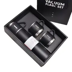 GENERICO - Set de 4 Pz Termo de Acero Inoxidable 500 ml Taza - Negro