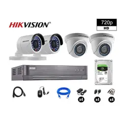 HIKVISION - CÁMARAS SEGURIDAD KIT 4 HD 720P VIGILANCIA + DISCO 2TB P2P HDMI