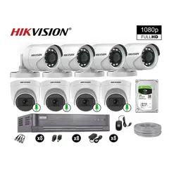 Hikvision - CÁMARAS DE SEGURIDAD KIT 8 FULL HD 04 CAMARA CON AUDIO VIGILANCIA 1TB