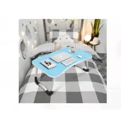 GENERICO - Mesa de laptop plegablecon Ranura de tablet Posavaso -Celeste