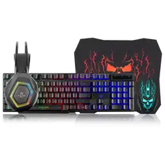 ENKORE - Kit Gamer 4 en 1 Teclado + Mouse + Audífono + Pad Brain4