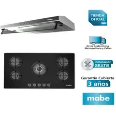 MABE - COMBO Encimera a gas 5 hornillas PM8655GV0+Campana CMU9020PI0