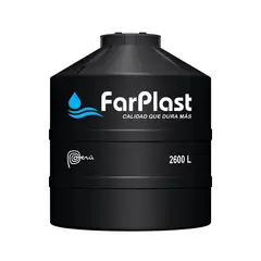 FARPLAST - TANQUE PARA AGUA DE 2,600 LTS NEGRO CON ACCESORIOS