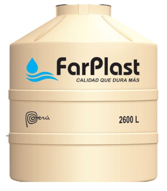 TANQUE PARA AGUA DE 2,600 LTS ARENA CON ACCESORIOS FARPLAST