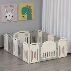 LA SONAJA - CORRAL PLAYPEN TEDDY PLEGABLE (BLANCO+GRIS) 1.90 x 1.98 M