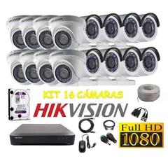 HIKVISION - Kit 16 Cámaras Seguridad FULLHD 4tb + cable