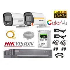 Hikvision - CÁMARAS SEGURIDAD EXTERIOR TUBO KIT 2 1080P COLORVU NOCHE COLOR