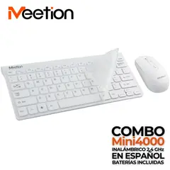 MEETION - Kit Inalámbrico 2.4 GHz Teclado Mouse incluye Baterías - Blanc