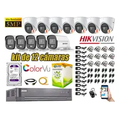 HIKVISION - CÁMARAS SEGURIDAD KIT 12 5MP DISCO 1TB COLORVU VISION COLOR